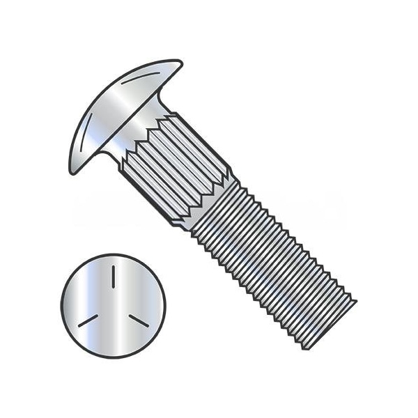 Usa Industrials Round Neck, 1/4"-20, 1" L, Steel, Zinc Plated BULK-BOLT-1123 - main